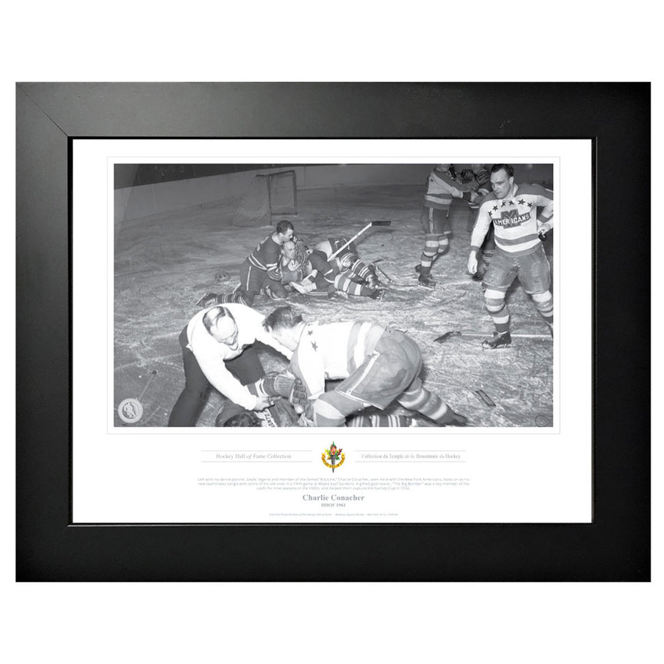Legends of Hockey - Toronto Maple Leafs Memorabilia - 1961 Charlie Conacher Black & White Classic - 12" x 16" Frame