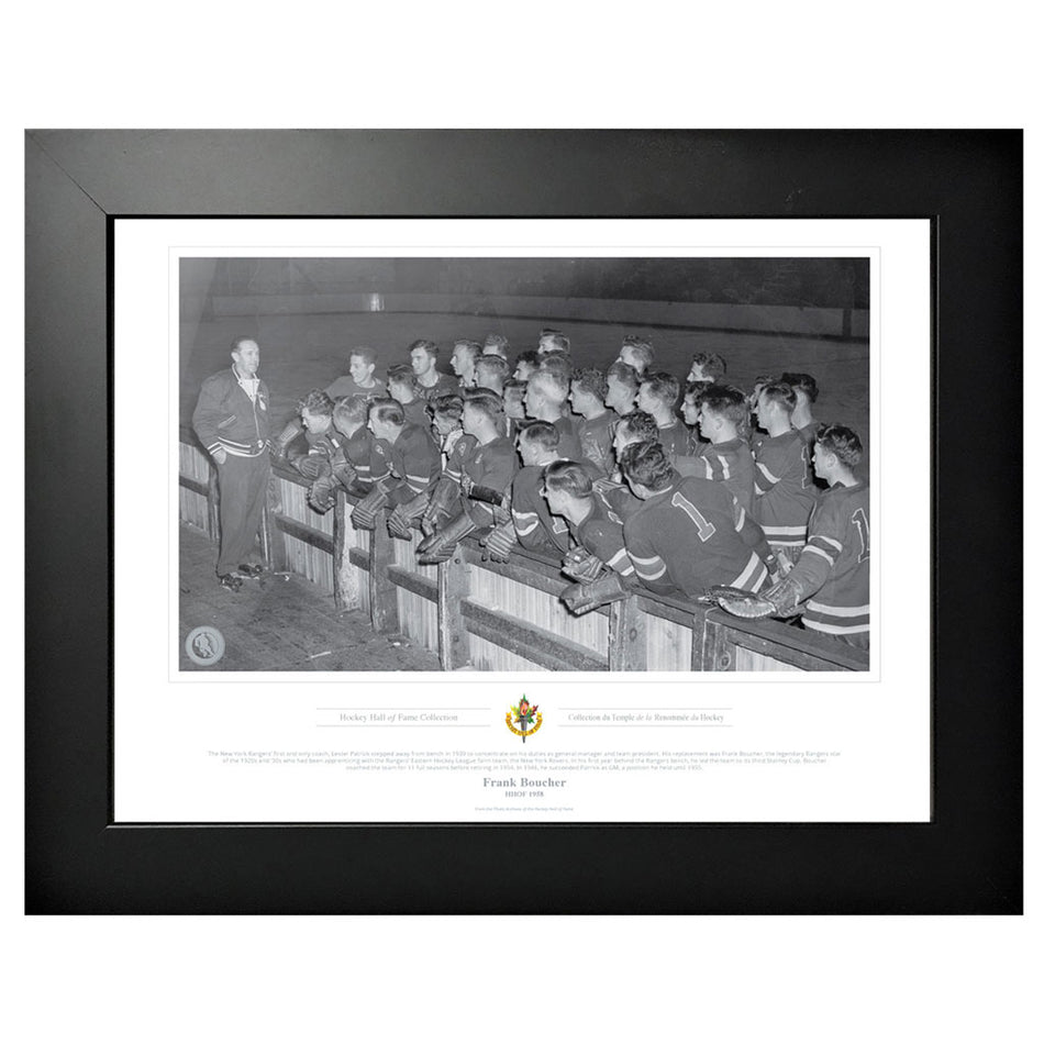 Legends of Hockey - New York Rangers Memorabilia - Frank Boucher Black & White Classic - 12" x 16" Frame
