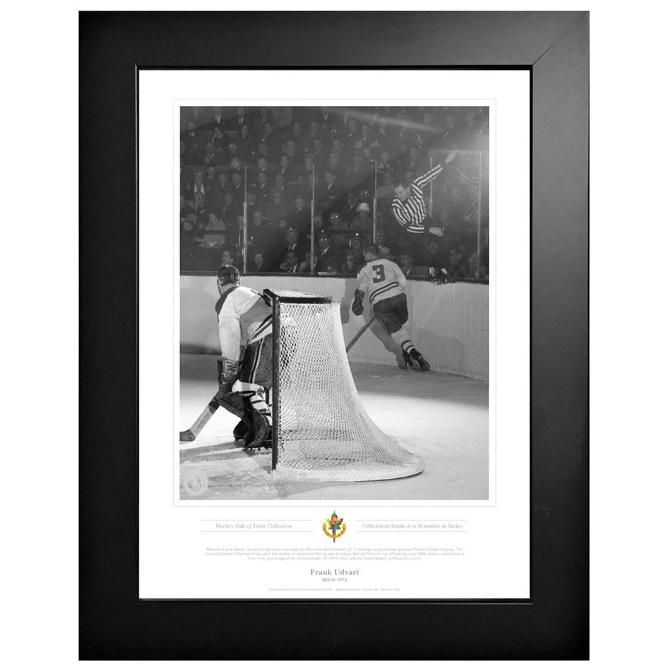 Legends of Hockey - Montreal Canadiens Memorabilia - Referee Frank Udvari x Black & White Classic - 12" x 16" Frame