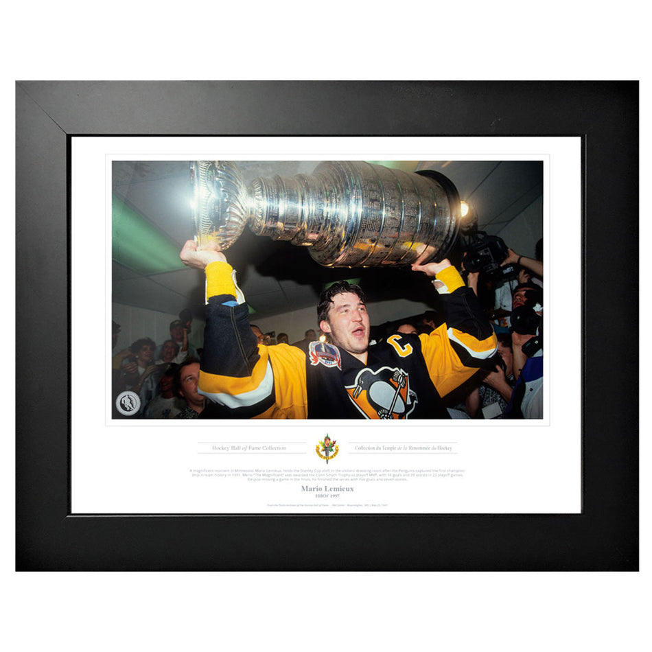Legends of Hockey - Pittsburgh Penguins Memorabilia - 1997 Mario Lemieux Hoist Classic - 12" x 16" Frame