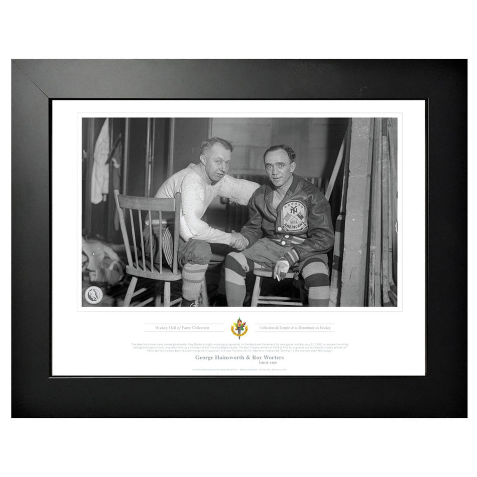 Legends of Hockey - Montreal Canadiens Memorabilia - 1930 Roy Worters x Black & White Classic - 12" x 16" Frame