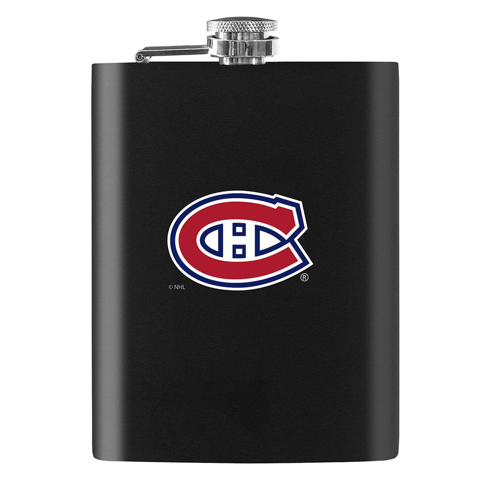 Montreal Canadiens Flask - 8oz Black Embossed