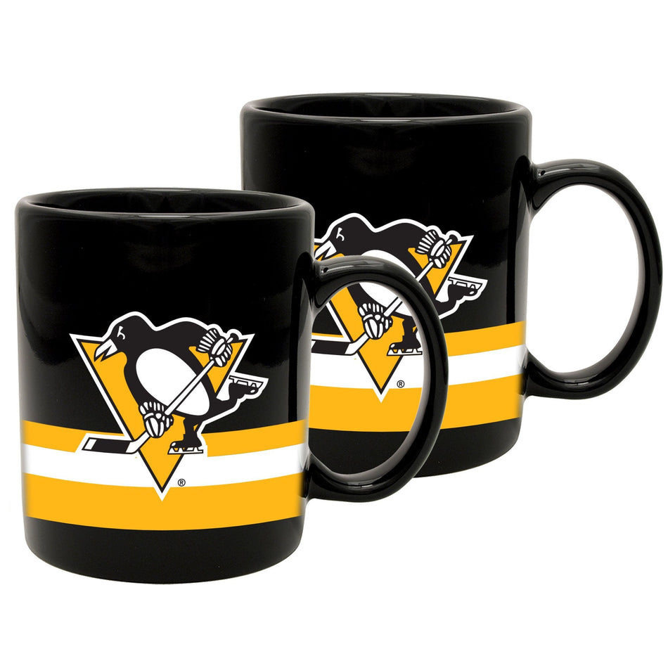 Pittsburgh Penguins Striped Ceramic Mug Set
