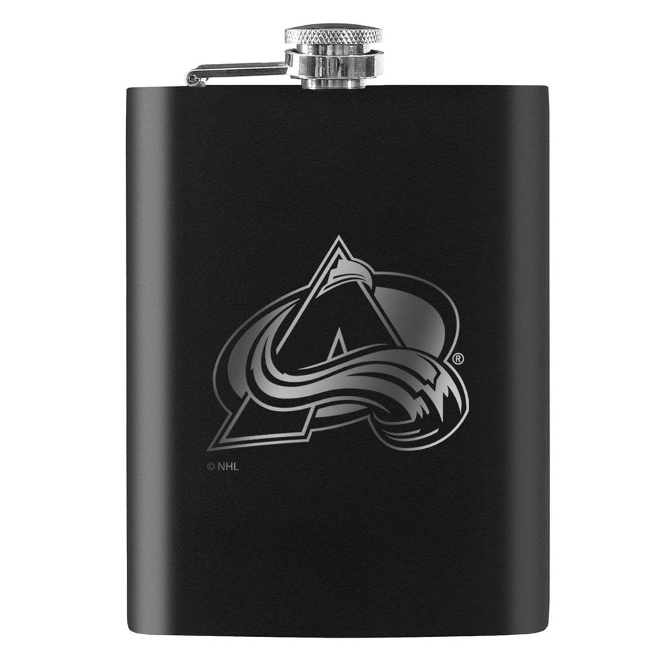 Colorado Avalanche Flask | Black Laser-Engraved 8 Oz