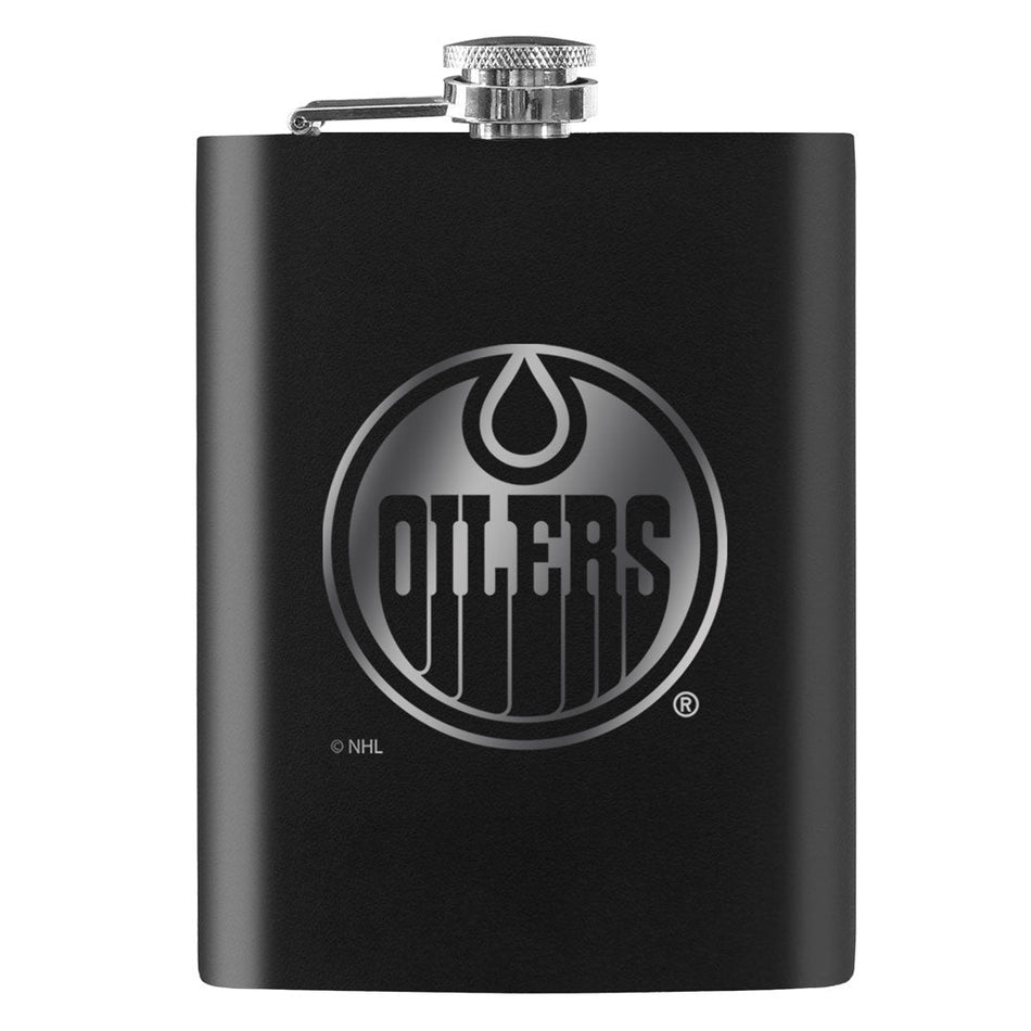 Edmonton Oilers Flask | Black Laser-Engraved 8 Oz