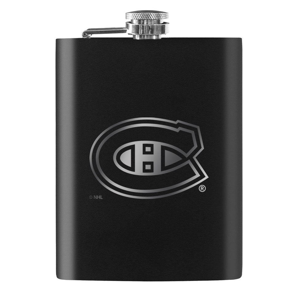 Montreal Canadiens Flask | Black Laser-Engraved 8 Oz