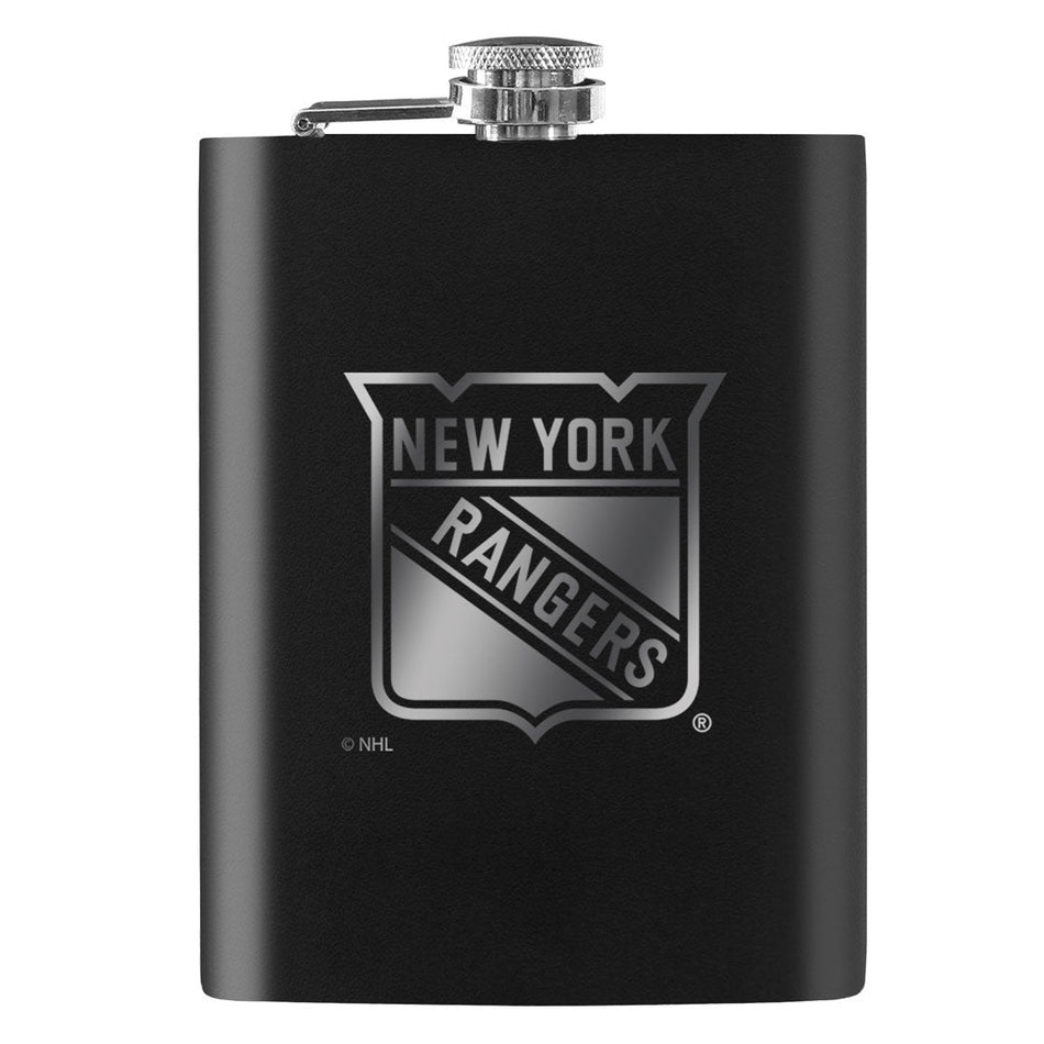 New York Rangers Flask | Black Laser-Engraved 8 Oz