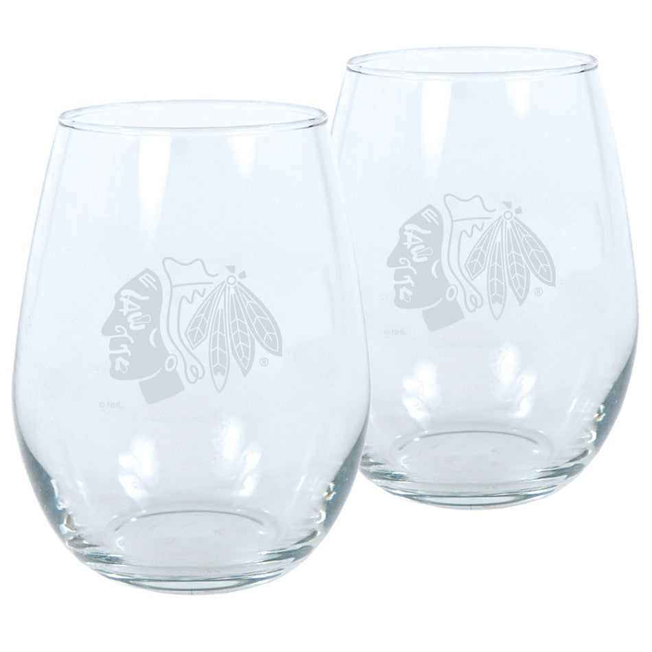 Chicago Blackhawks 2pk Wine Glass Set