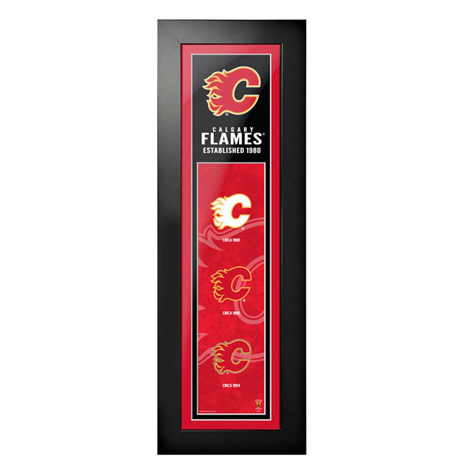 Calgary Flames 6"x22"  Logos to History Framed Art