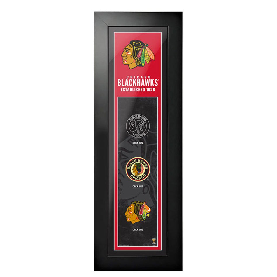 Chicago Blackhawks 6"x22"  Logos to History Framed Art