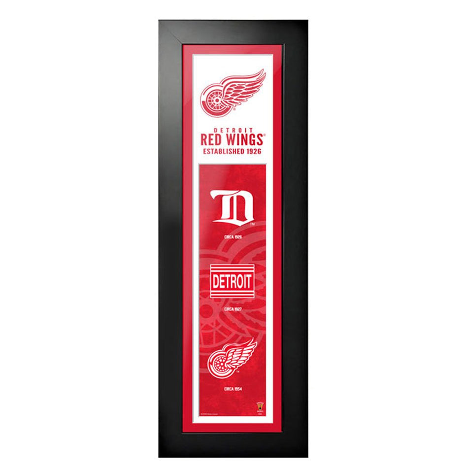 Detroit Red Wings 6"x22"  Logos to History Framed Art