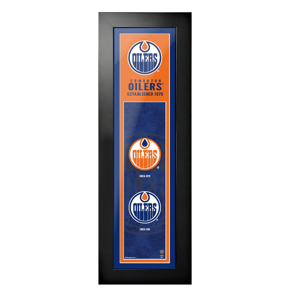 Edmonton Oilers 6"x22"  Logos to History Framed Art
