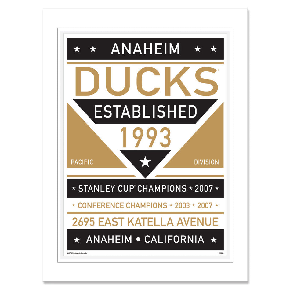 Anaheim Ducks Print - 12" x 16" Dual Tone Design