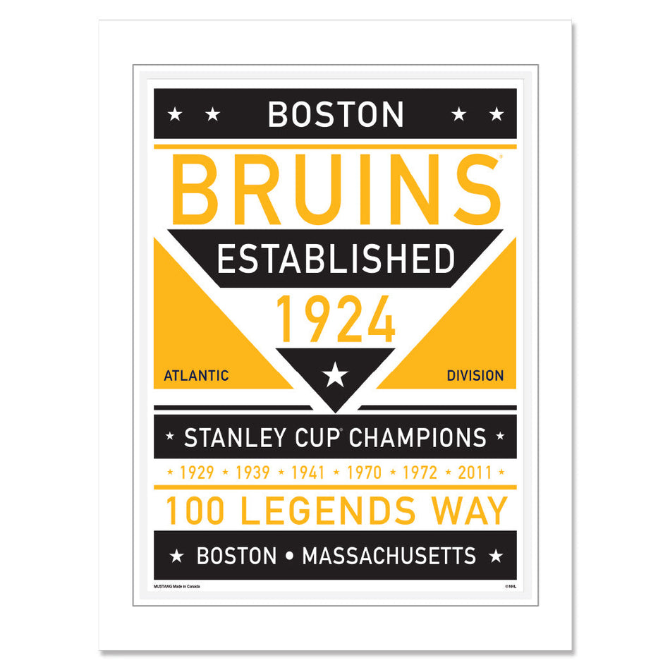 Boston Bruins Print - 12" x 16" Dual Tone Design