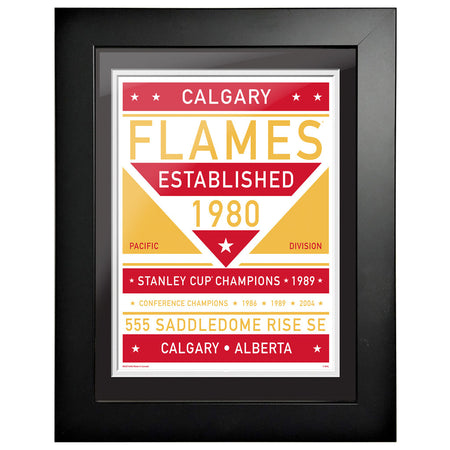 Calgary Flames 12x16 Dual Tone Framed Artwork - Hockey Hall of Fame