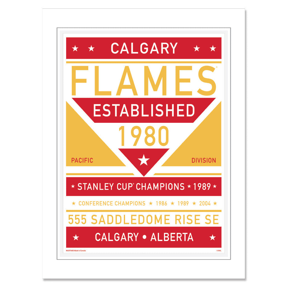 Calgary Flames Print - 12" x 16" Dual Tone Design