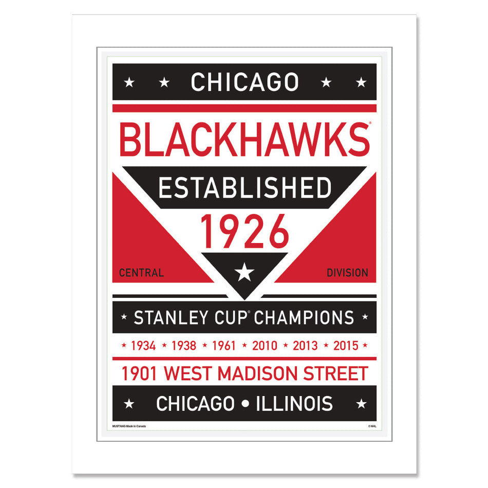 Chicago Blackhawks Print - 12" x 16" Dual Tone Design