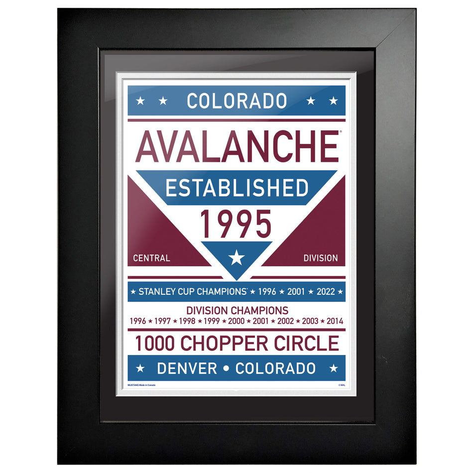 Colorado Avalanche 12 x 16 Dual Tone Framed Sign