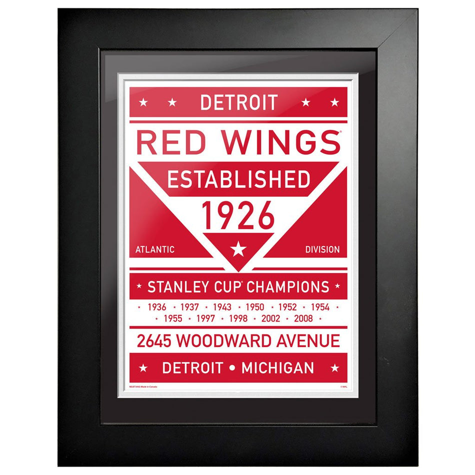 Detroit Red Wings 12 x 16 Dual Tone Framed Sign
