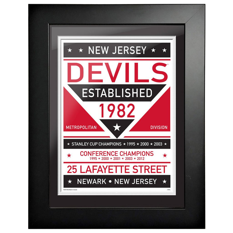 New Jersey Devils 12 x 16 Dual Tone Framed Sign