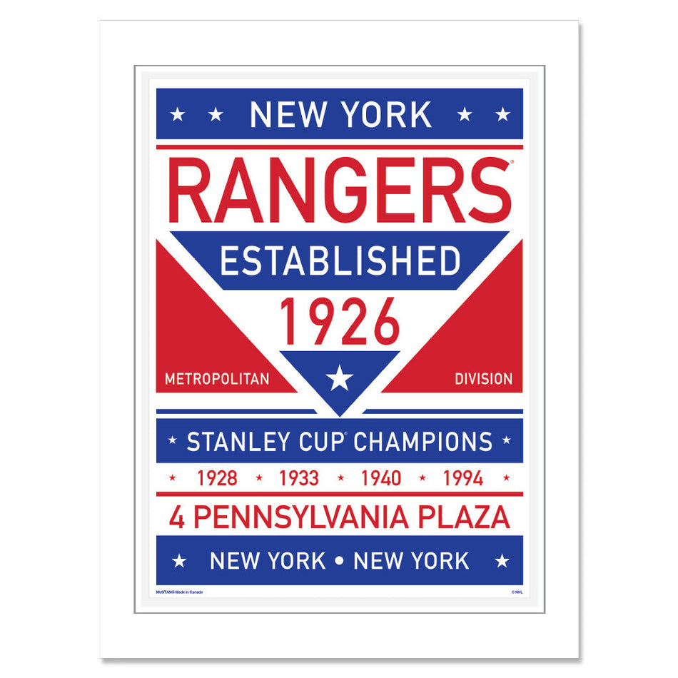 New York Rangers 12 x 16 Dual Tone Print