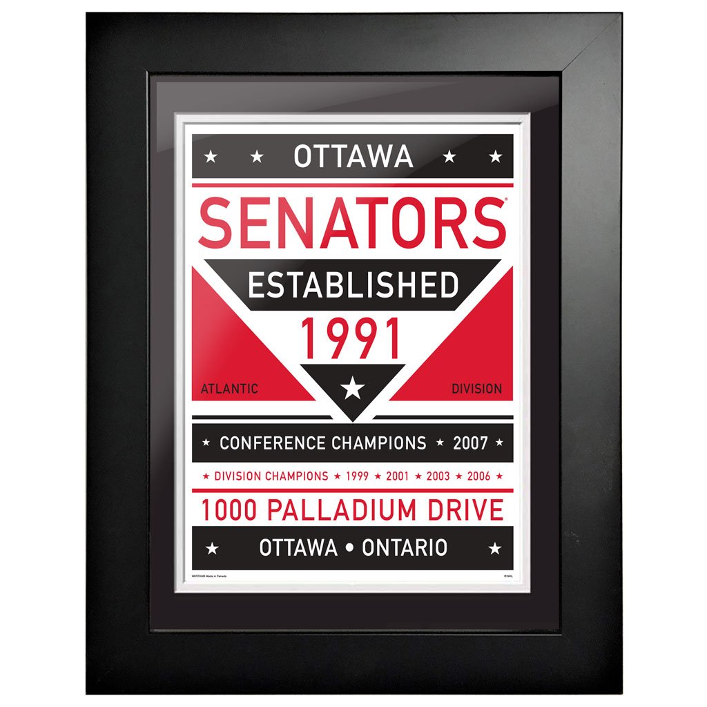 Ottawa Senators 12x16 Dual Tone Framed Artwork - Hockey Hall of Fame