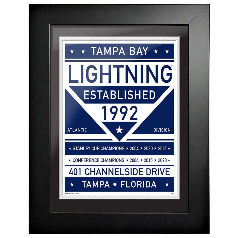 Tampa Bay Lightning 12 x 16 Dual Tone Framed Sign