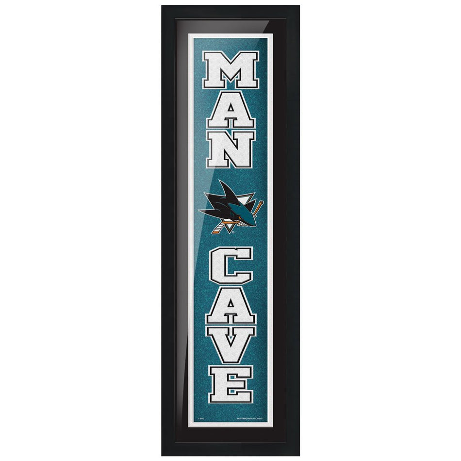 San Jose Sharks 6x22 Man Cave Framed Sign