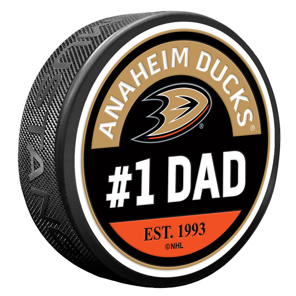 Anaheim Ducks #1 Dad Textured Puck