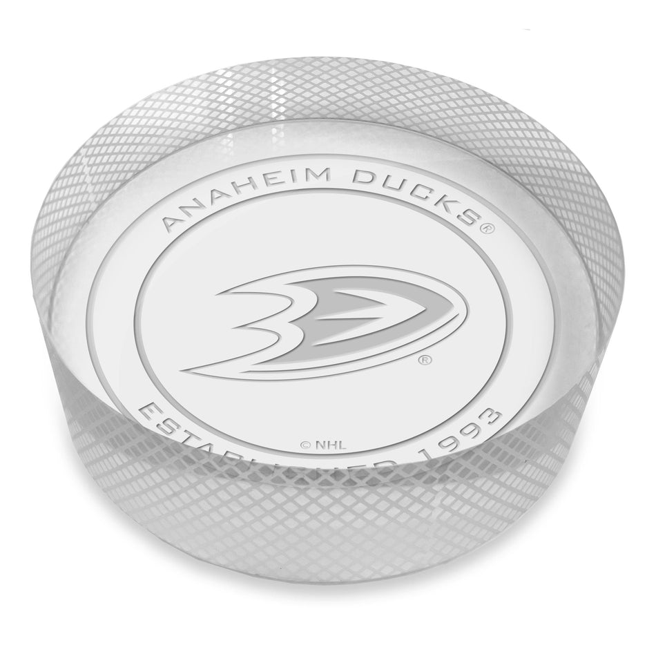 Anaheim Ducks Official Logo Laser Etched Crystal Puck