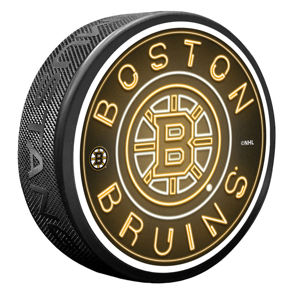 Boston Bruins Puck - Neon