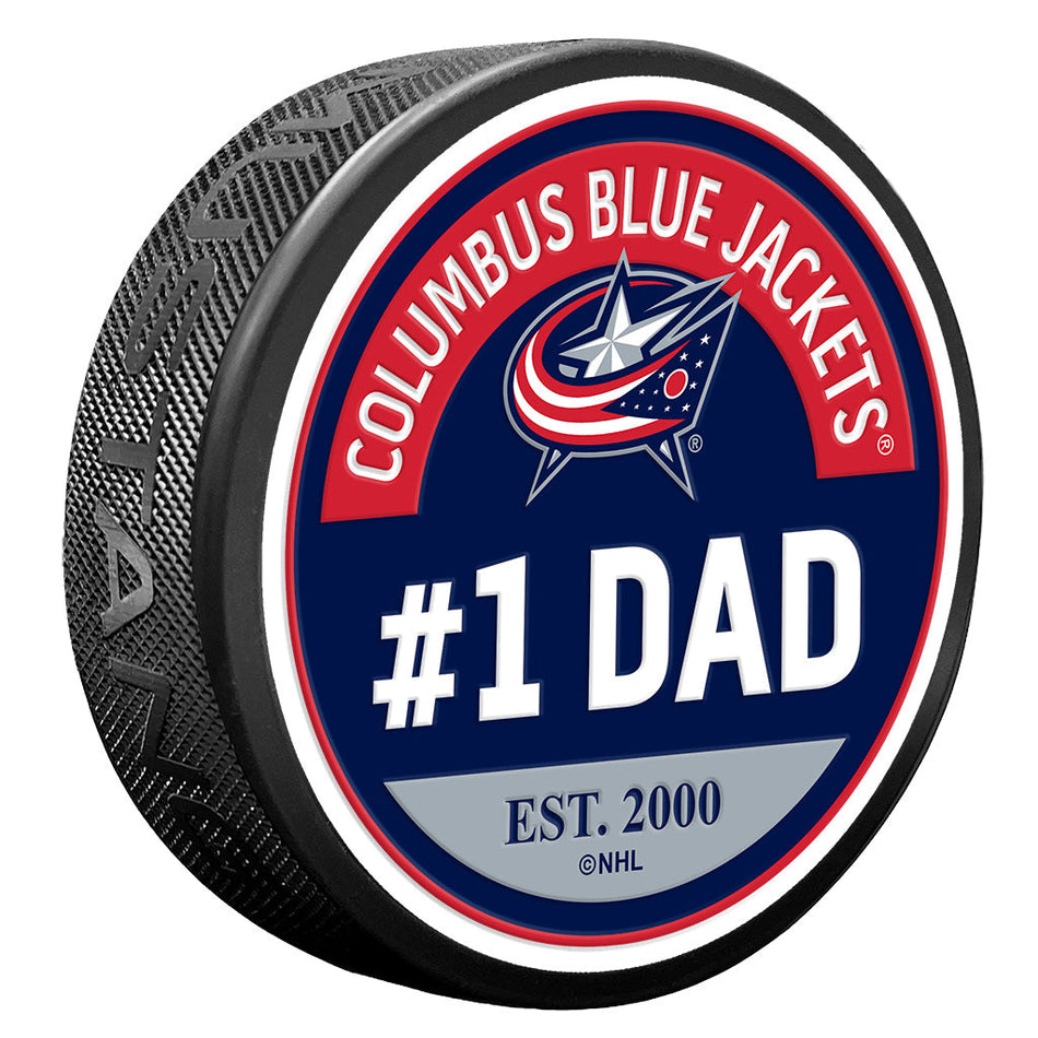 Columbus Blue Jackets #1 Dad Textured Puck
