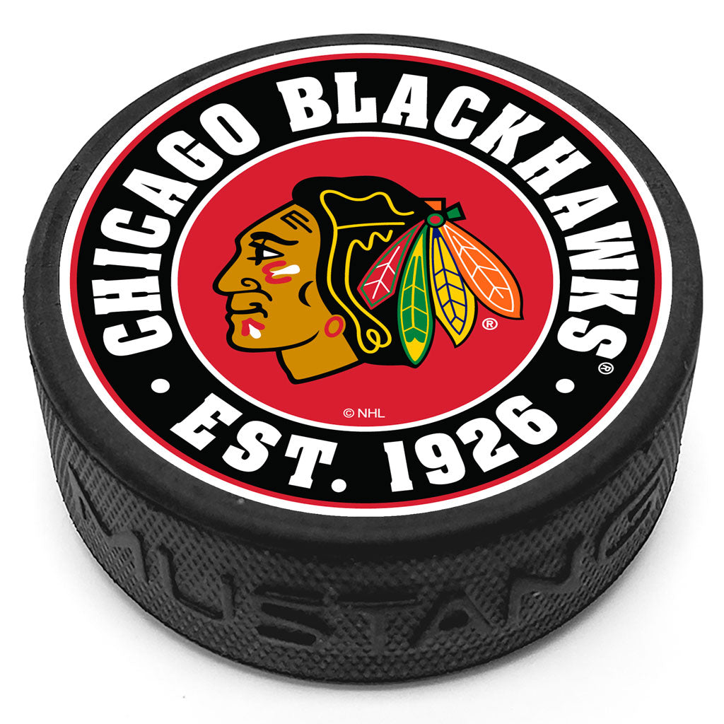 Chicago Blackhawks Established Textured Puck - Hockey Hall of Fame