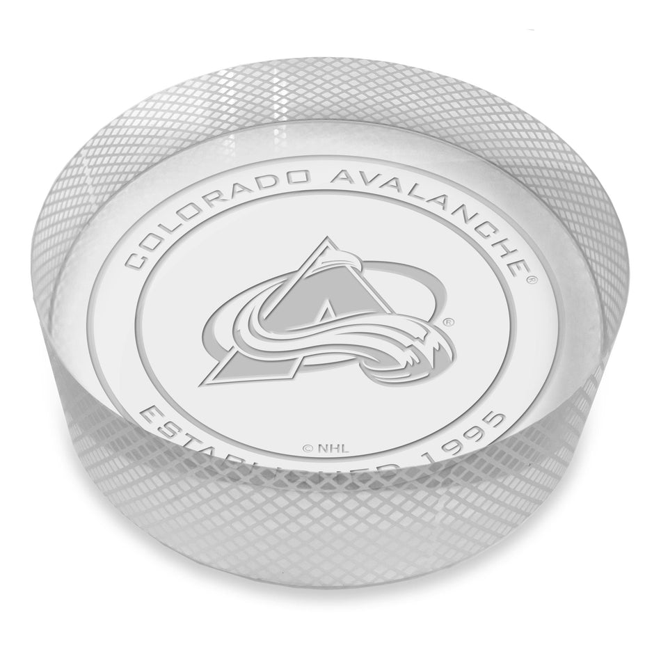 Colorado Avalanche Official Logo Laser Etched Crystal Puck
