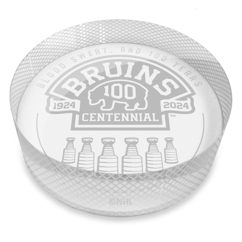 Boston Bruins 100th Anniversary Crystal Puck