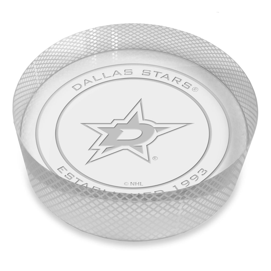 Dallas Stars Official Logo Laser Etched Crystal Puck