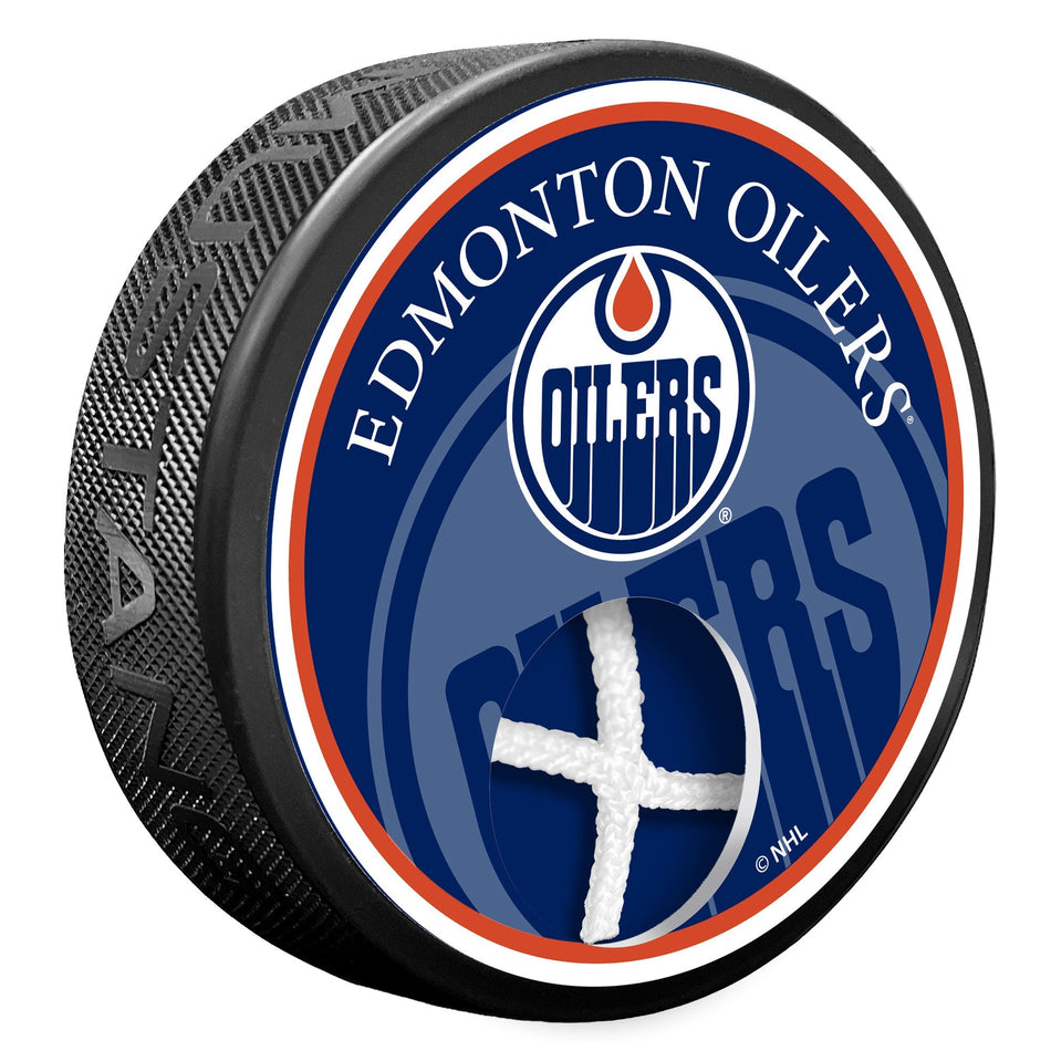 Edmonton Oilers Puck - Game Used Net