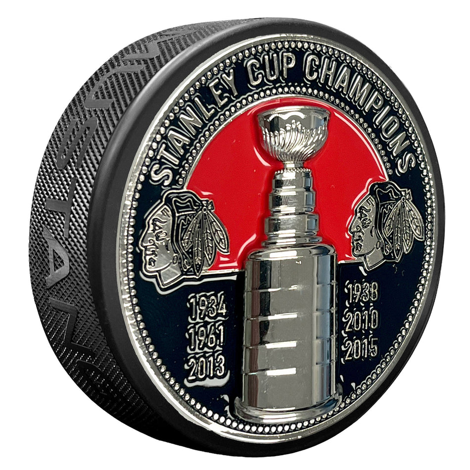 Chicago Blackhawks Puck - Ultra 3D Stanley Cup Medallion