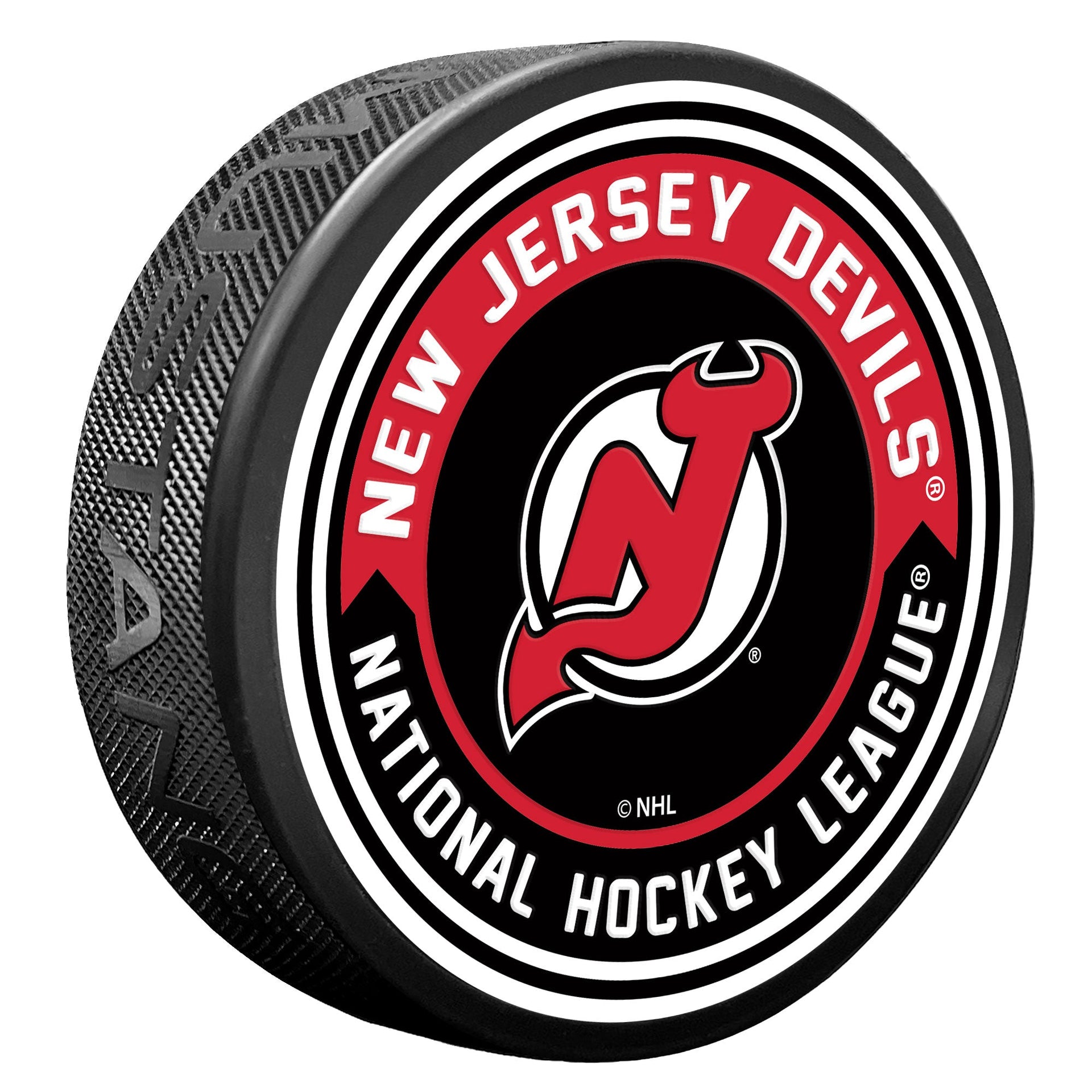 New Jersey Devils Arrow Textured Puck – Hockey Hall of Fame