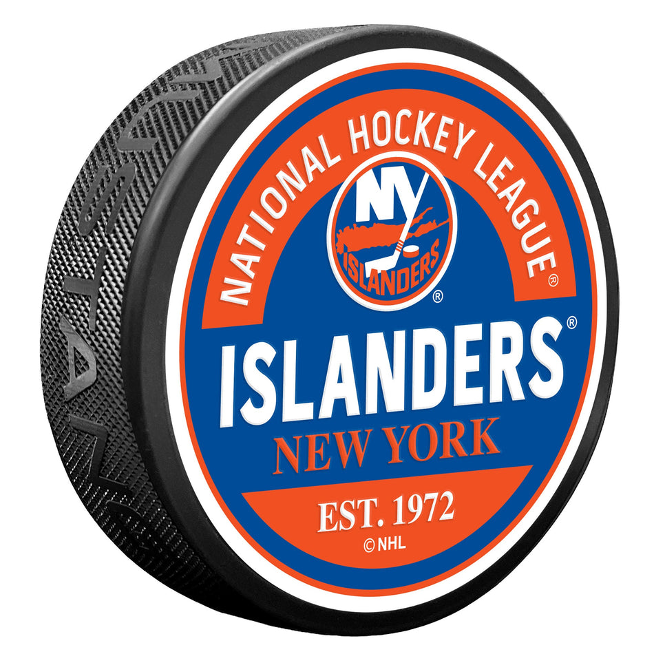 New York Islanders Block Textured Puck