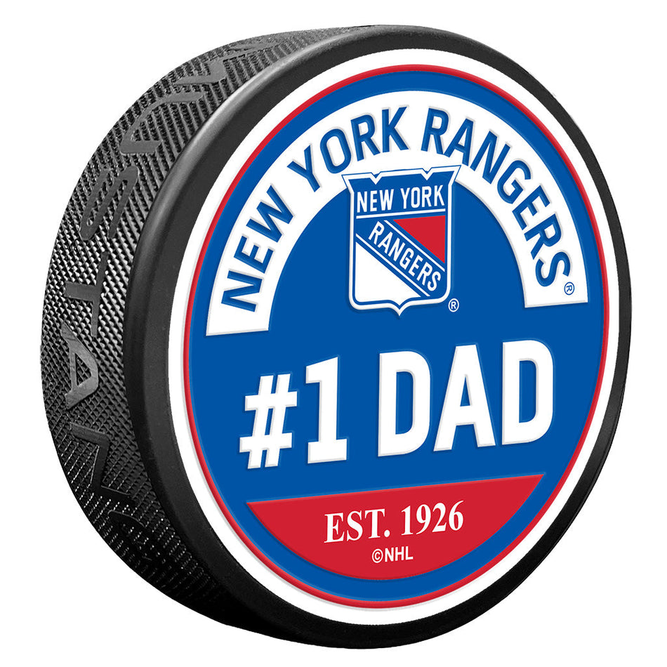 New York Rangers #1 Dad Textured Puck
