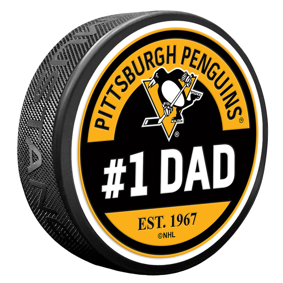 Pittsburgh Penguins #1 Dad Textured Puck