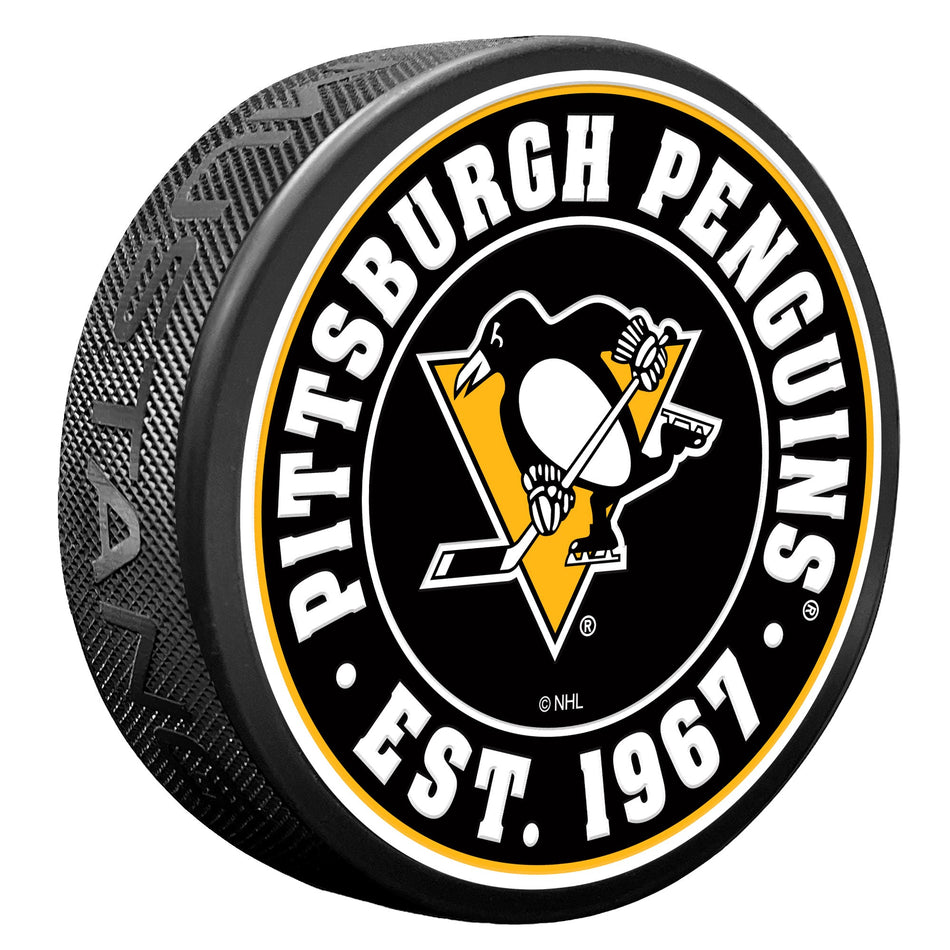 Pittsburgh Penguins Team Established Textured Puck