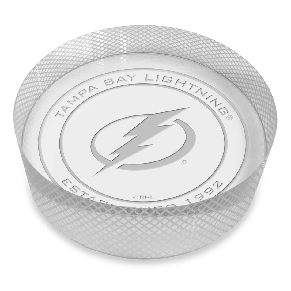 Tampa Bay Lightning Official Logo Laser Etched Crystal Puck