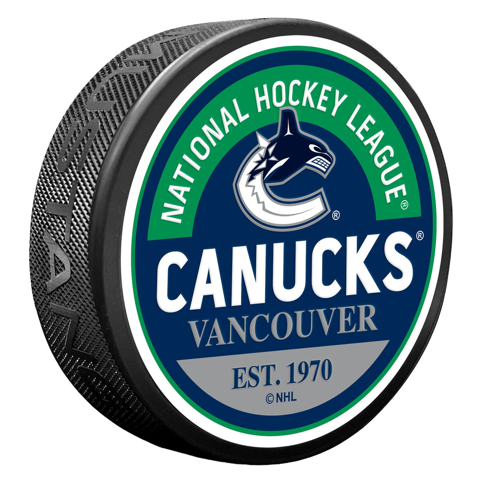 Vancouver Canucks Block Textured  Puck