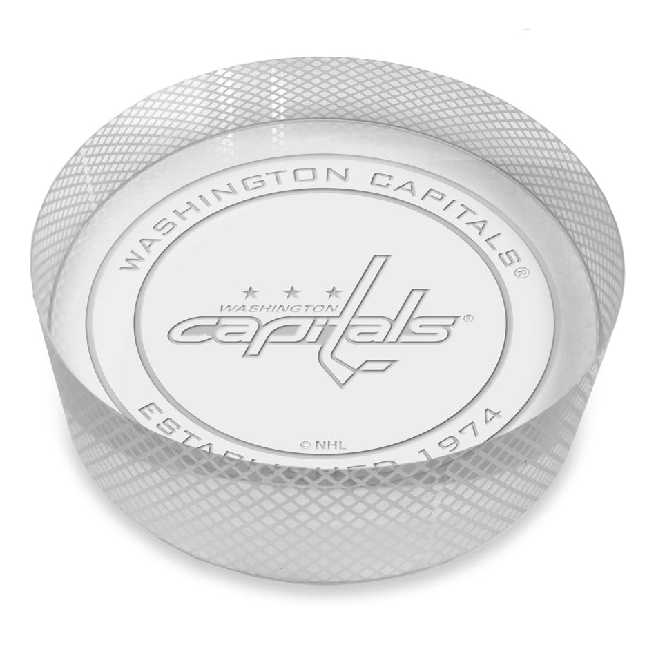 Washington Capitals Official Logo Laser Etched Crystal Puck