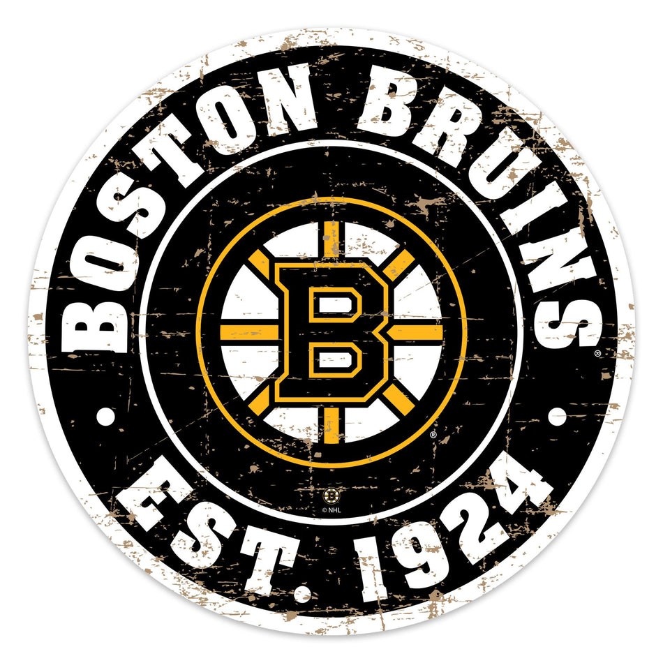 Boston Bruins Sign - 22" Round Distressed Logo - Hockey Hall of Fame