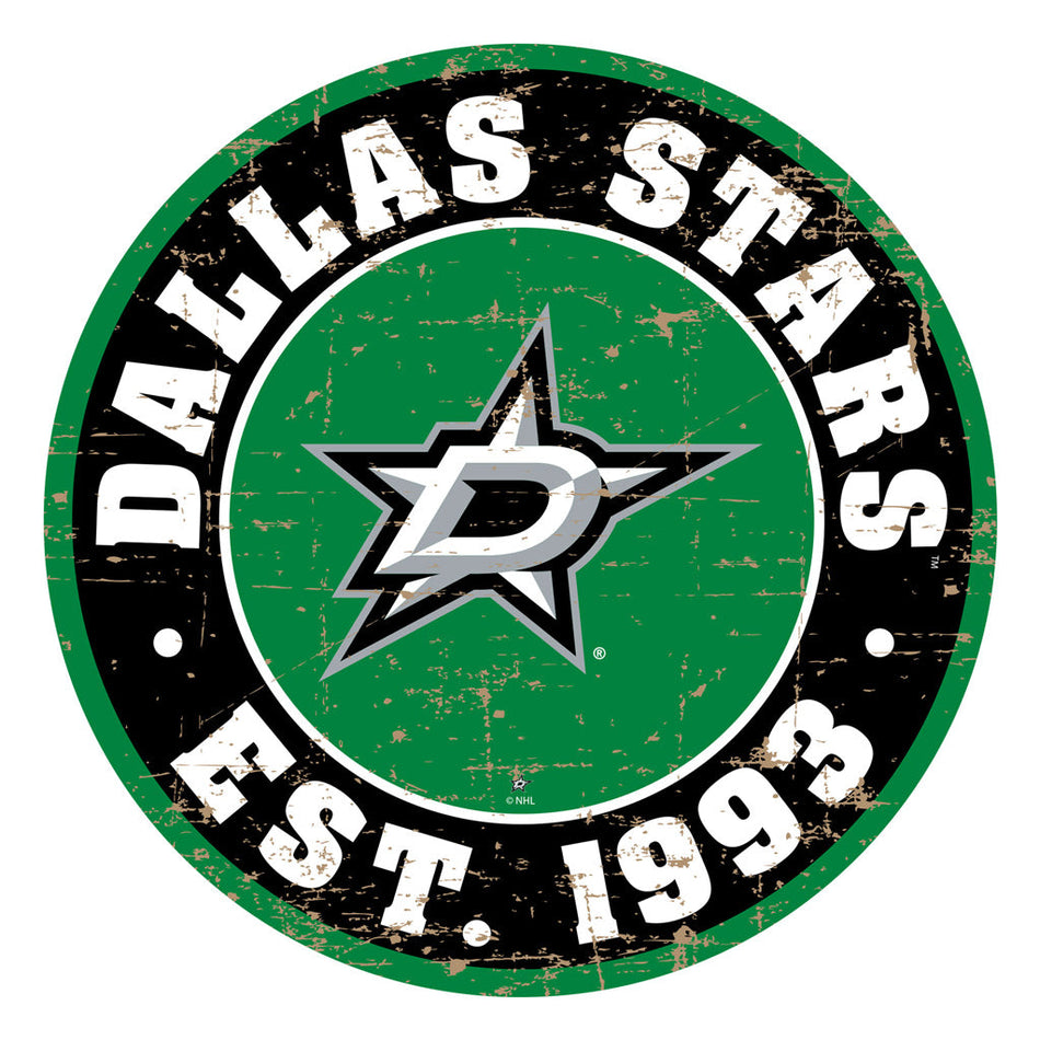 Dallas Stars Wall Sign - 22" Round Distressed Logo