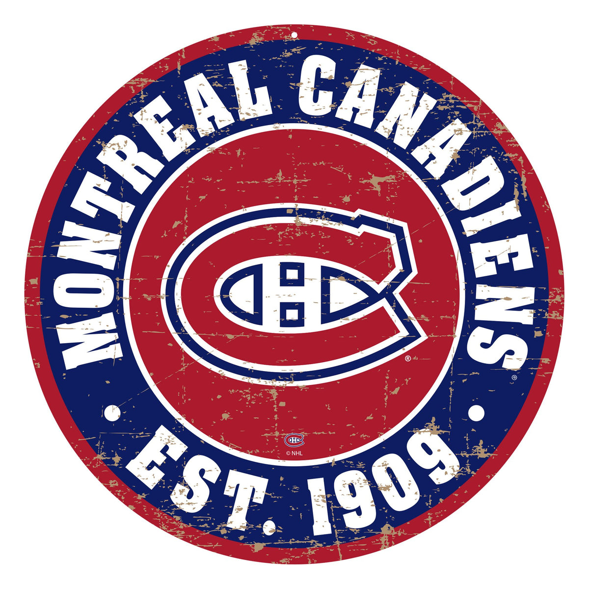 Montreal Canadiens Sign - 22" Round Distressed Logo - Hockey Hall of Fame