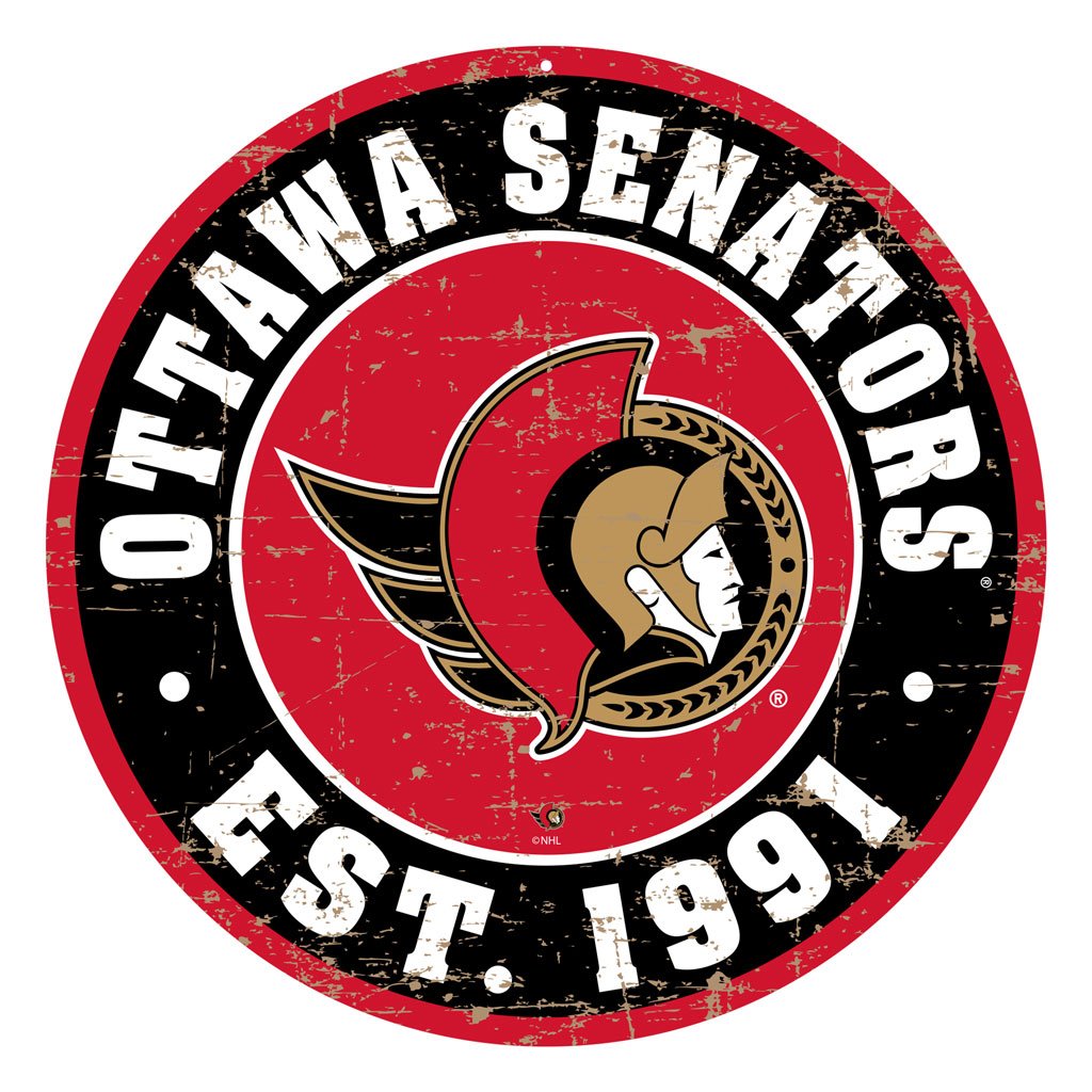 Ottawa Senators Sign - 22" Round Distressed Logo - Hockey Hall of Fame